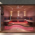Modern Sauna Interior Design With Glass Door Wooden Benches And Ambient Lighting