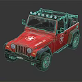 Red Open Top Toy Off Road Vehicle With White Star Logo And Roof Lights
