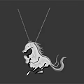 Elegant Silver Leaping Horse Design Necklace Pendant With Shiny Polished Finish And Artistic Motif