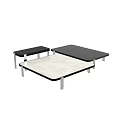 Modern Coffee Table Set With Marble Top Black Frame And Silver Metal Legs