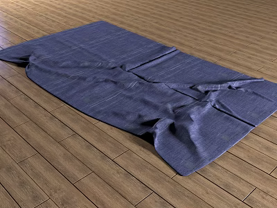 Blue Square Rug With Soft Texture On Wooden Floor For Home Decor 3d model