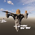 Sky Hanging Architecture Scenery Sky Ancient Architecture Clouds Mountain 3d model