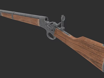 Vintage Rifle with Intricate Carved Wooden Stock Metal Components Classic Design and Detailed Craftsmanship 3d model