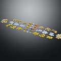Scattered Jewelry With Gold Silver Transparent Flower Shaped And Round Designs