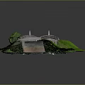 Detailed Arch Bridge Model With Multiple Arches Gray Deck Green Vegetation And Water Below