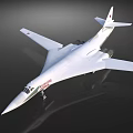 White Passenger Plane with Sharp Nose Swept Wings and Red Tail Logo