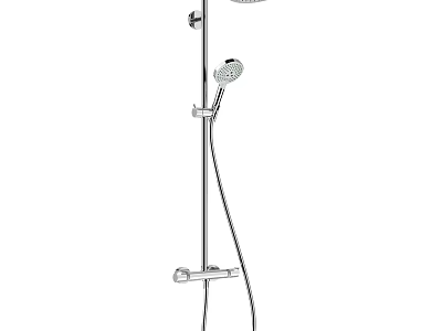 Stainless Steel Shower System With Rain Head Handheld Spray And Slide Bar 3d model