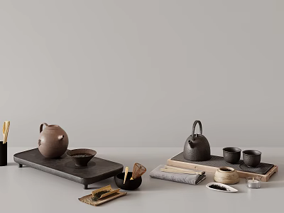 Minimalist Ceramic Tea Set With Teapot Teacups Tea Tray And Accessories 3d model Minimalist Ceramic Tea Set With Teapot Teacups Tea Tray And Accessories 3d model
