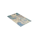 Square Rug with Blue and Beige Abstract Pattern for Modern Home Decor