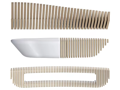 Modern Bathroom Bathtub Design With White Tub And Wooden Slats Decoration 3d model