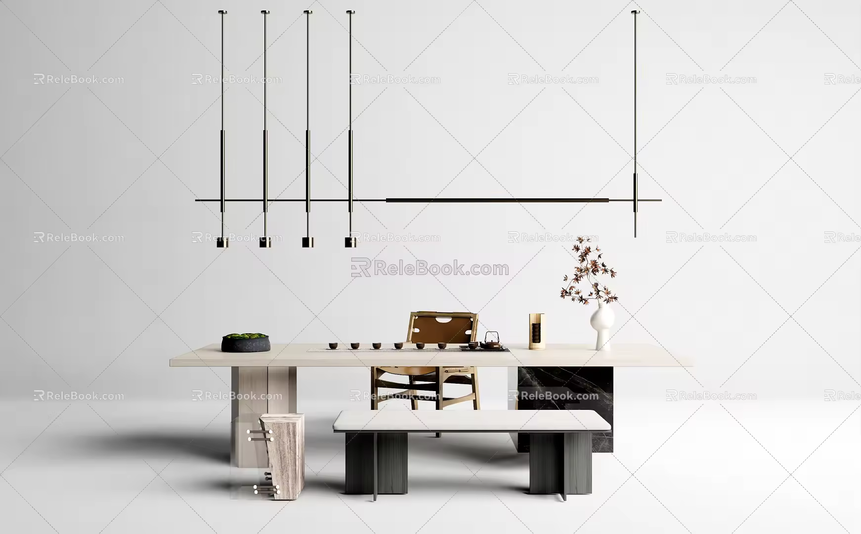 Modern Tea Table and Chair Simple Tea Table and Chair Combination 3d model
