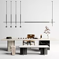 Modern Tea Table and Chair Simple Tea Table and Chair Combination 3d model
