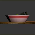 Ramen Bowl with Soft Boiled Egg Green Onions and Nori on Wooden Tray and Chopsticks