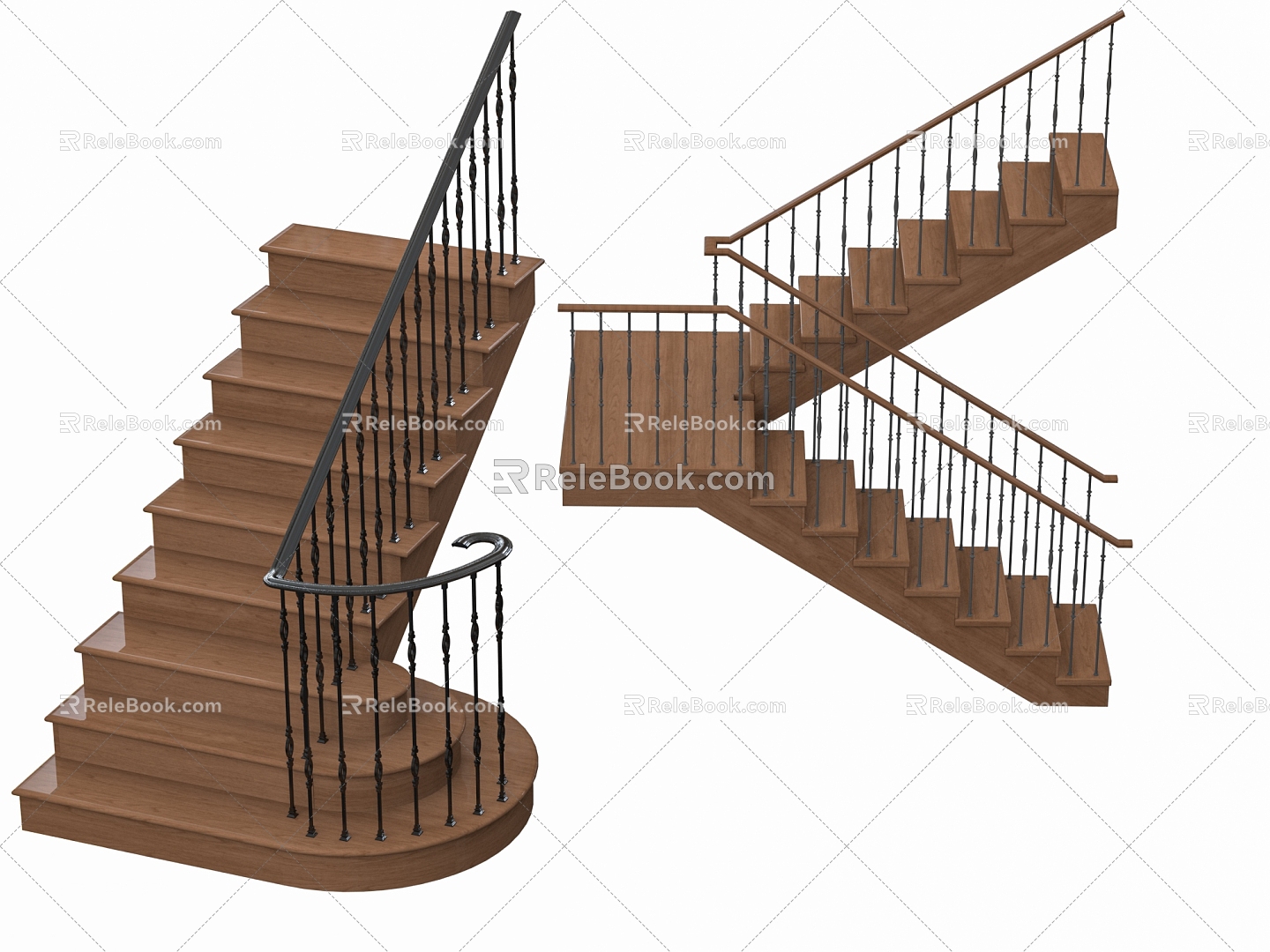 American medieval handrail corner stair stair handrail 3d model