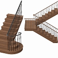 American medieval handrail corner stair stair handrail 3d model