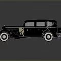 Classic Black Vintage Car With White Wall Wheels And Retro Exterior Design