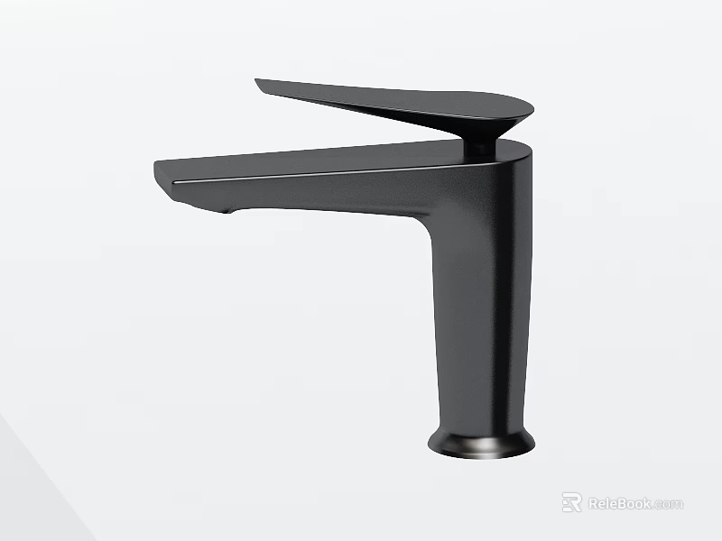 Sleek Modern Black Bathroom Faucet With Single Handle And Contemporary Design Style 3d model 