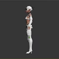 3D Female Character With Short Hair Futuristic Outfit Mechanical Arms And Leg Armor