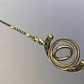 Ancient Decorative Weapon with Gold Blue Coiled Spiral Design and Intricate Patterns 3d model