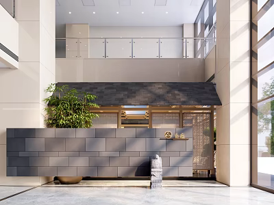 Modern Public Office Area Interior With Open Layout Desks Chairs And Green Plants 3d model
