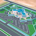 Aerial View of Multi Storey Hospital Building Featuring Blue Roof Parking Lots and Green Spaces
