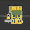Industrial Concrete Batching Plant With Green Silos Yellow Framework And Conveyor Belts
