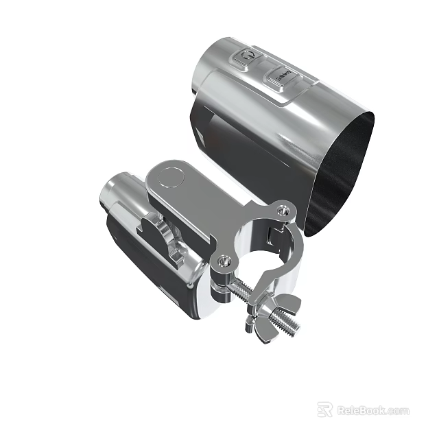 Silver Metal Mechanical Clamp With Adjustable Bolt And Holder Structure 3d model 