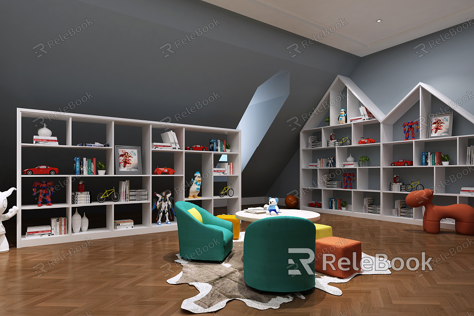 Modern Basement Children's Study Loft Games Area model