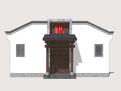 Commercial Door Head Building Facade Chinese Traditional Door Head Commercial Building Facade 3d model