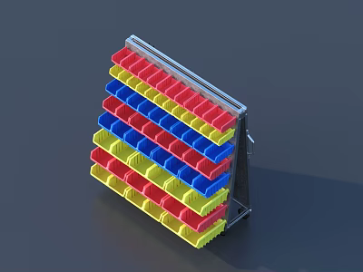 Multi Layer Colorful Storage Organizer With Red Yellow Blue Compartments And Metal Frame 3d model
