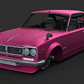 Pink Vintage Modified Car With Widebody Design And Classic Headlights