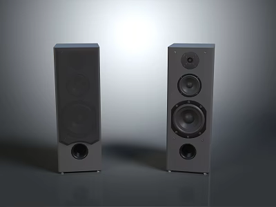 Pair of Floor Standing Speakers With Multiple Drivers Sleek Gray Finish Modern Audio Equipment 3d model
