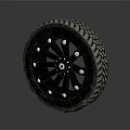 Automotive Car Wheel Tire With Black Alloy Rim And Tread Pattern Design
