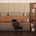 Modern Middle Style Study Bookcase Decoration Bookcase Desk Bay Window Bar Counter 3d model