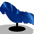 Stylish Blue Leaf Shaped Single Chair With Black Base And Modern Design 3d model