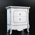 Elegant White Bedside Table With Two Drawers And Gold Accents Carved Legs