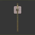 Yellow Tower Crane Construction Equipment With Metal Frame And Concrete Base On Dark Background