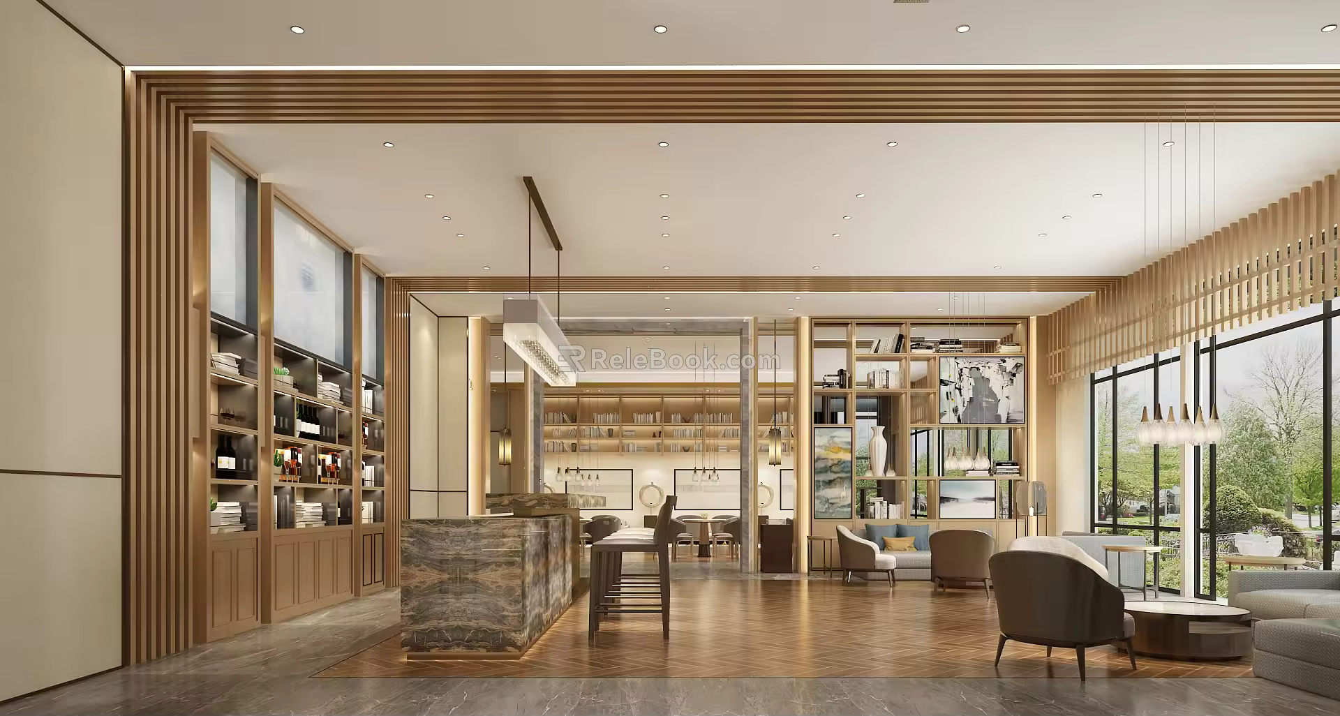 Modern Hall Hotel Lobby Bar Negotiation Area 3d model