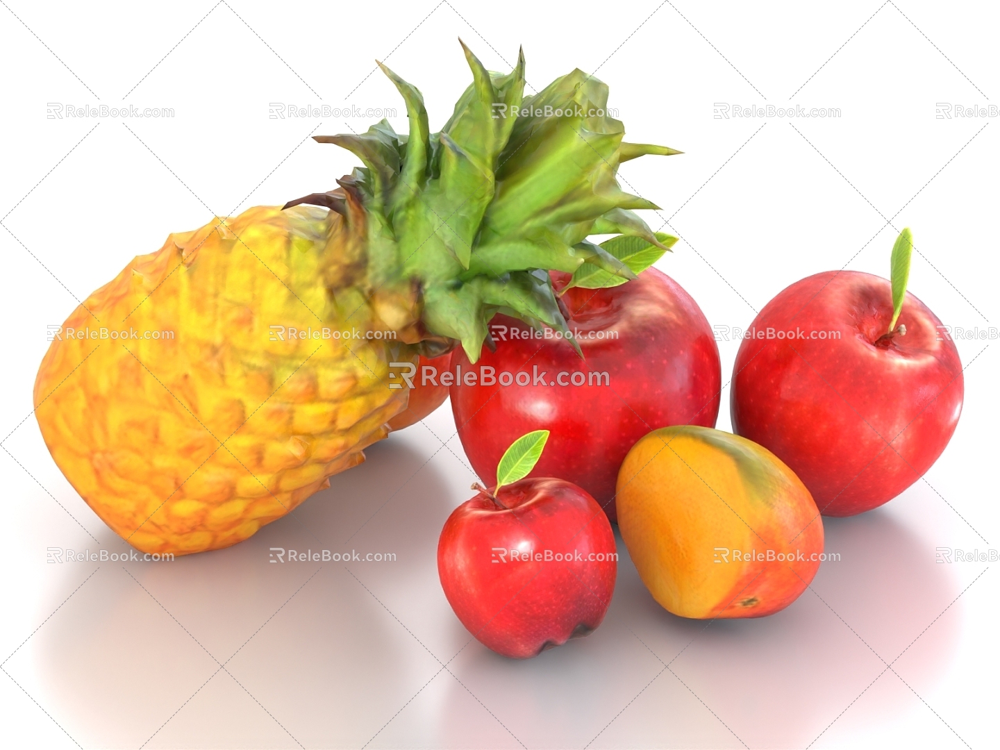 Apple Pineapple Pineapple Pineapple Fruit 3d model