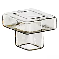 Transparent Glass Tea Table With Square Textured Tabletop And Clear Support Columns 3d model