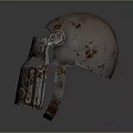 Combat Weapon Helmet Featuring Rusty Mechanical Components And Military Armor Design