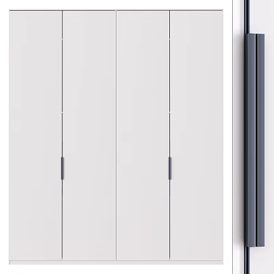 Sleek Modern Bookcase Design With White Cabinets And Metal Handles 3d model