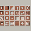 Brown Decorative Partitions With Various Hollow Out Shapes In Grid Layout 3d model
