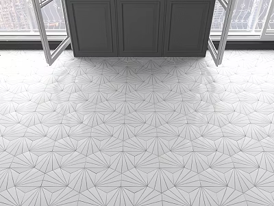 Geometric Pattern Ceramic Tile Flooring For Modern Kitchen With Stylish Design Features 3d model