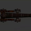 Vintage Weapon Cannon With Wooden Carriage Metal Barrel And Wheels