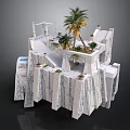 Modern White Stone Cliff Structure With Palm Trees And Terraced Platforms