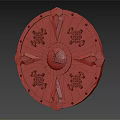Medieval Decorative Shield With Circular Green And Gold Celtic Knot Design 3d model