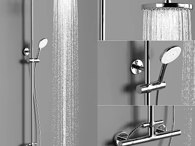 Shower Faucet With Rainfall Shower Head And Handheld Spray Water Flow Chrome Finish Bathroom Fixture 3d model