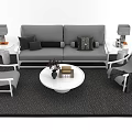 Modern Gray Sofa and Coffee Table Set with Round Table Pillows Side Tables and Chairs 3d model