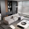 Modern Living Room Sofa Combination Side Table Carpet Bookcase 3d model